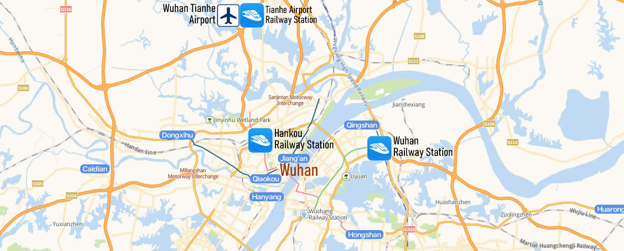 Map of Hankou Railway Station, Map of Hankou high speed train station, location